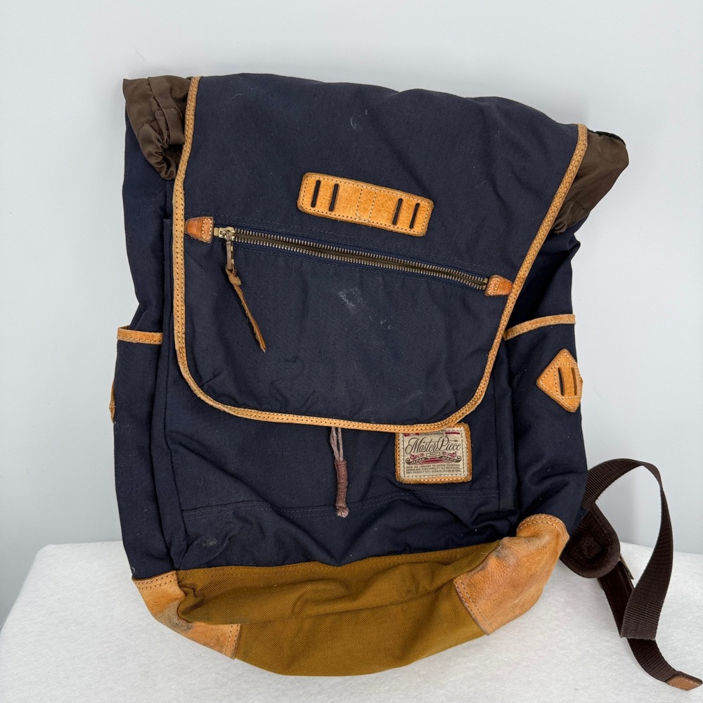 Master-Piece Japan MSPC Navy Canvas Leather Trim Rucksack Backpack Made in Japan